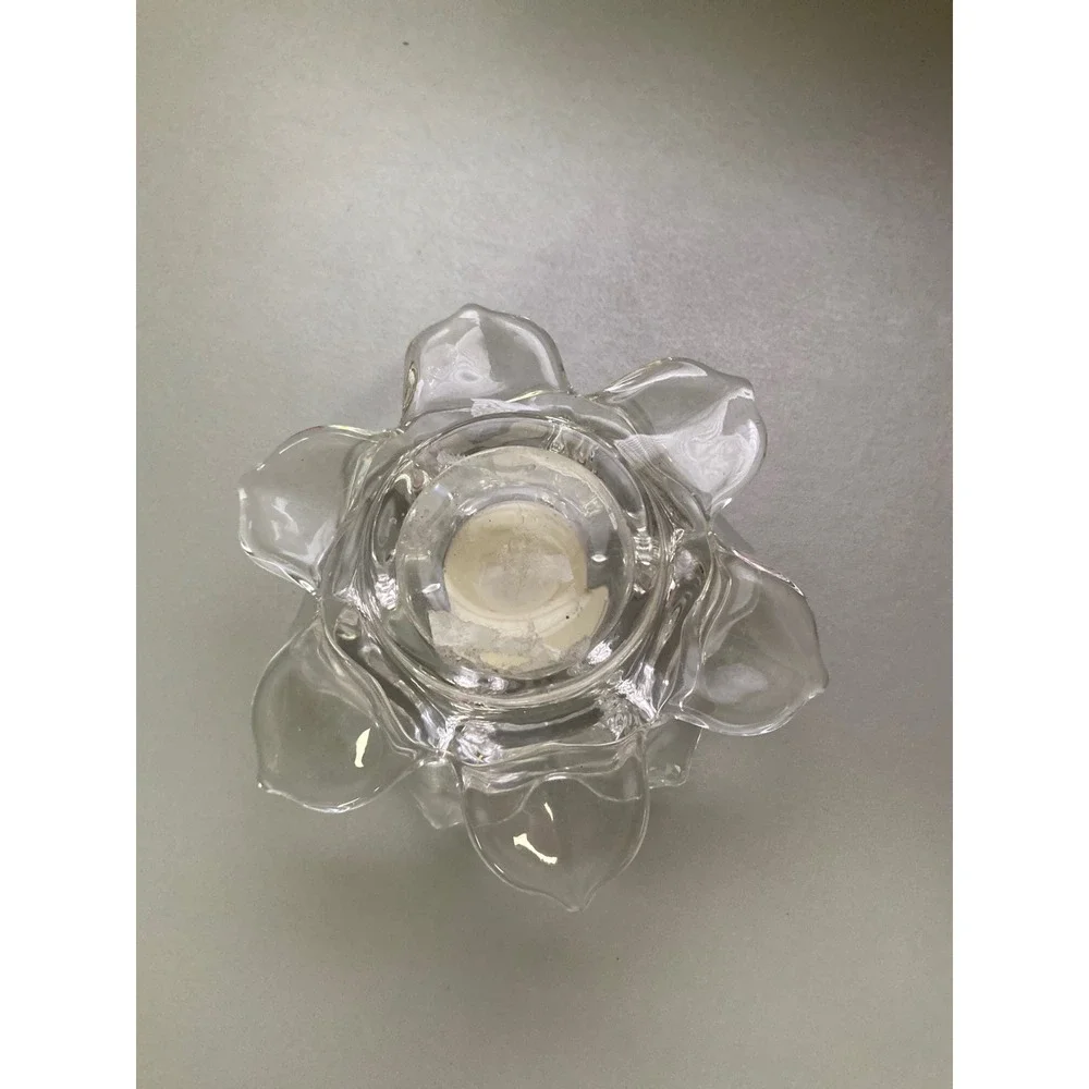 Clear Glass Lotus Flower Tealight Holder‎ Candle Holder Wedding Table Decor